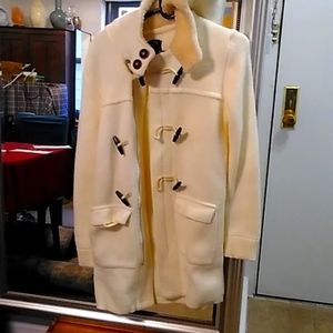 Men's pure white blend knee long hoodie coat